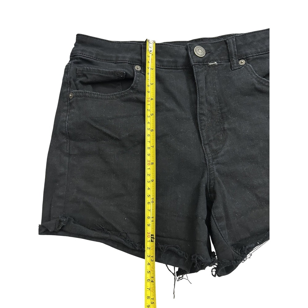 American Eagle Denim Short Womens 12 Black Excellent High Waisted Raw Hem Cutoff - Picture 7 of 7